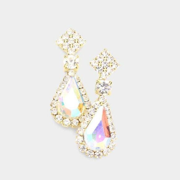 Teardrop Abalone Gold Evening Earrings - Picture 1 of 6